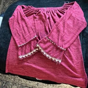 Red Off Shoulder Double Laces Sleeve Tunic Size L - XL from WinWin